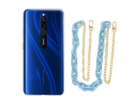 Funda cristal con Cordón Cadena azul para Xiaomi Redmi 8