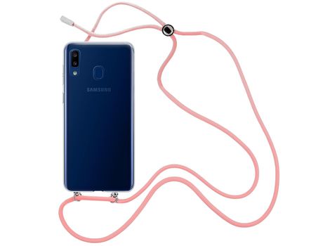 Funda cristal con Cordón rosa para Samsung Galaxy A20