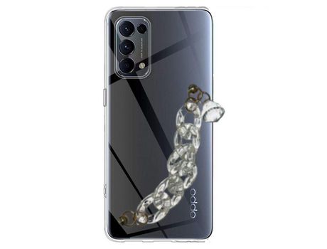 Funda cristal con Cordón Cadena branco para Oppo A96