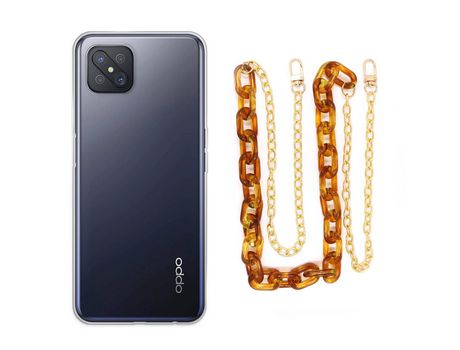 Funda cristal con Cordón Cadena Marrón para Oppo Reno 4Z