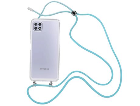 Funda cristal con Cordón azul para Samsung Galaxy A22 5G