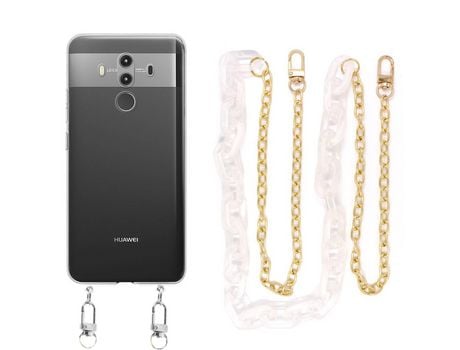 Funda cristal con Cordón Cadena branco para Huawei Mate 10 Pro