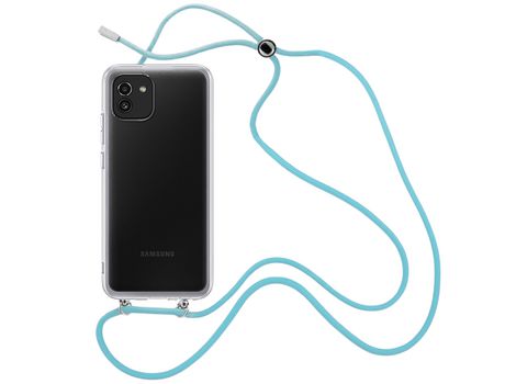 Funda cristal con Cordón azul para Samsung Galaxy A03