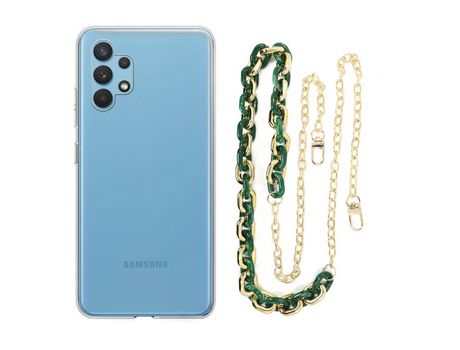 Funda cristal con Cordón Cadena verde para Samsung Galaxy A22 4G