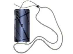 Funda cristal con Cordón Gris para Motorola Moto G200