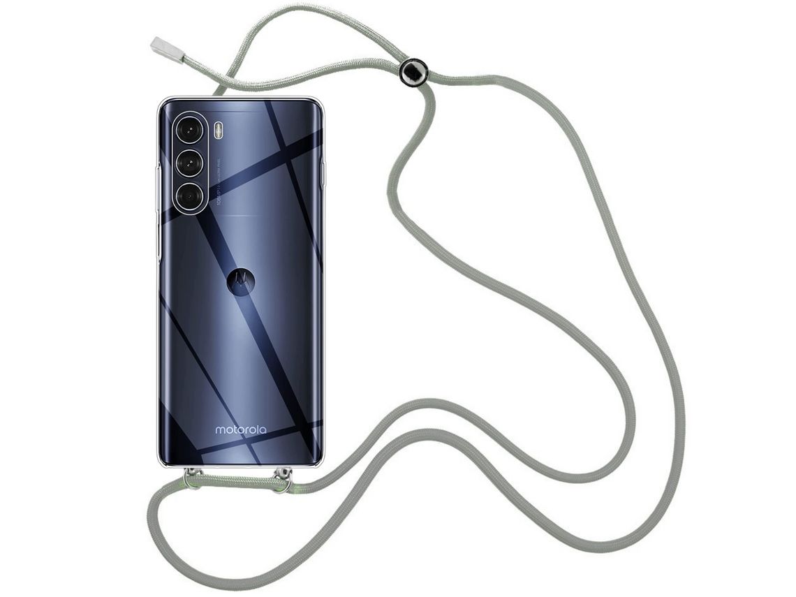 Funda cristal con Cordón Gris para Motorola Moto G200
