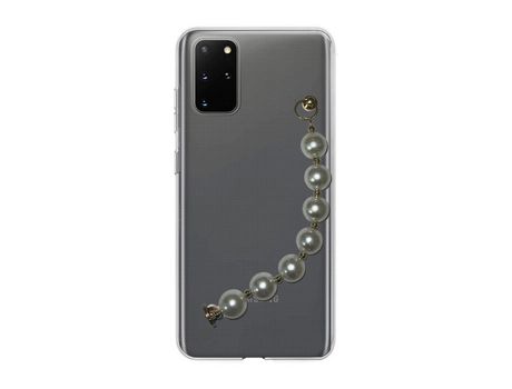 Funda cristal con Cordón Cadena branco para Samsung Galaxy A52 5G