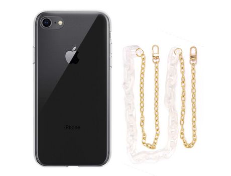 Funda cristal con Cordón Cadena branco para iPhone 8
