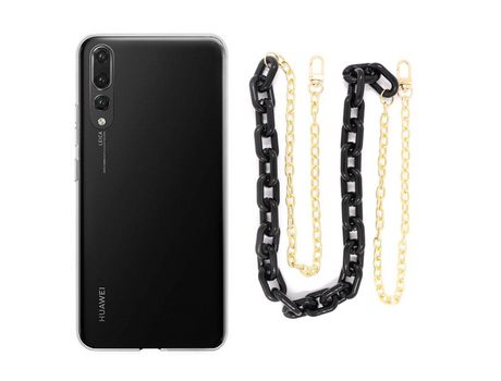 Funda cristal con Cordón Cadena Negro para Huawei P20 Pro