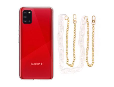 Funda cristal con Cordón Cadena blanco para Samsung Galaxy A31