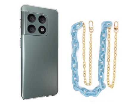 Funda cristal con Cordón Cadena azul para Oneplus 10 Pro