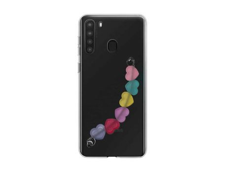 Funda cristal con Soporte Corazones para Samsung Galaxy A21