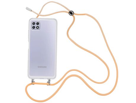 Funda cristal con Cordón Naranja para Samsung Galaxy A22 5G