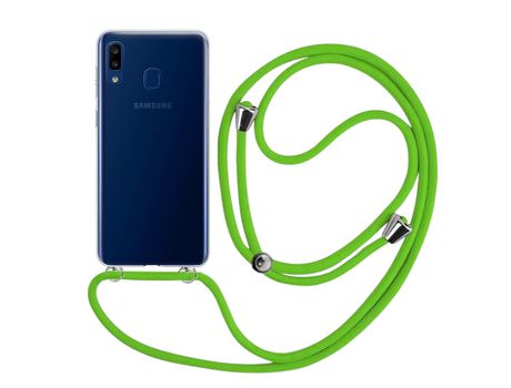 Funda cristal con Cordón verde para Samsung Galaxy A20