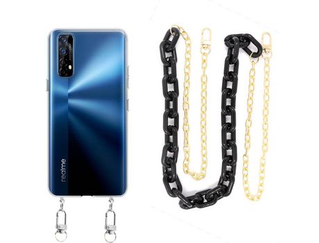 Funda cristal con Cordón Cadena Negro para Realme 7