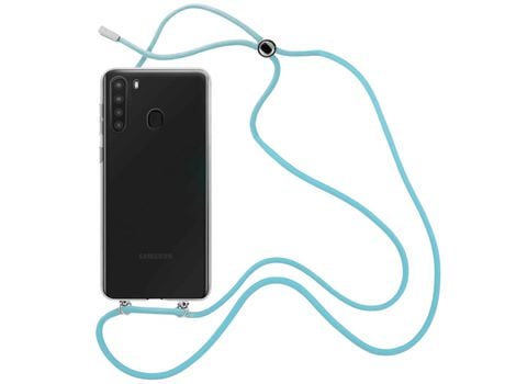 Funda cristal con Cordón azul para Samsung Galaxy A21