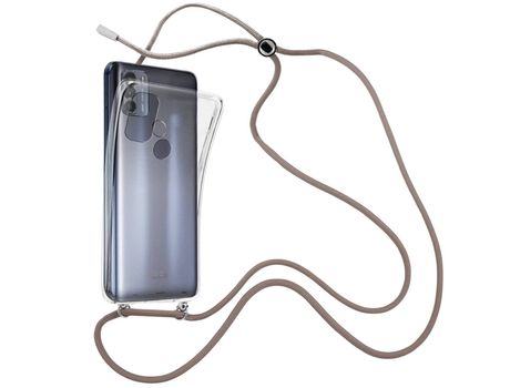 Funda cristal con Cordón Marrón para Motorola Moto G50