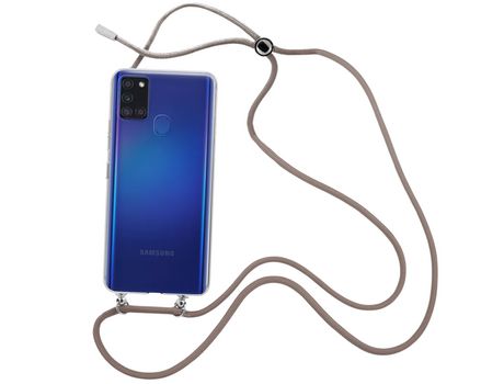 Funda cristal con Cordón Marrón para Samsung Galaxy A21s