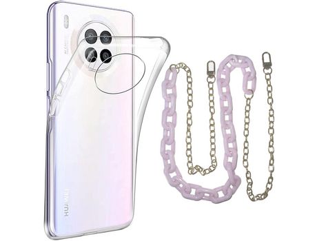 Funda cristal con Cordón Cadena Morado para Huawei Nova 8i
