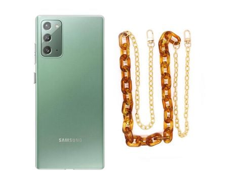 Funda cristal con Cordón Cadena Marrón para Samsung Galaxy Note 20