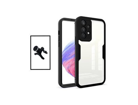 Kit Funda 360° Protección Frente y Trasera + Soporte Magnético con Pernas para Samsung Galaxy A32 5G - Negro