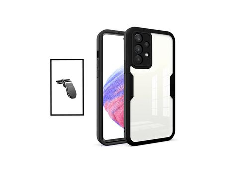 Kit Funda 360° Protección Frente y Trasera + Soporte Magnético L para Samsung Galaxy A32 5G - Negro