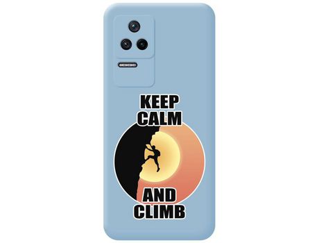Funda Silicona Líquida Azul para Xiaomi Poco F4 5G diseño Hombre Escalada Dibujos