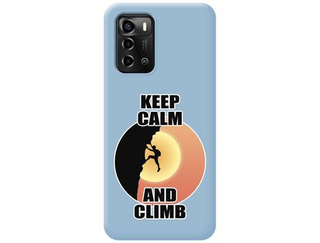 Funda Silicona Líquida Azul para ZTE Blade A72 diseño Hombre Escalada Dibujos