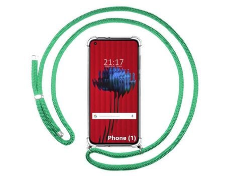Funda Colgante Transparente para Nothing Phone 1 con Cordon Verde Agua