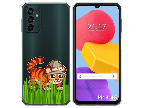 Funda Silicona Transparente para Samsung Galaxy M13 4G diseño Tigre Dibujos
