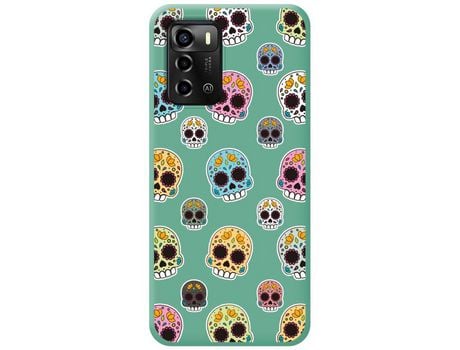 Funda Silicona Líquida Verde para ZTE Blade A72 diseño Catrina Dibujos