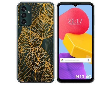 Funda Silicona Transparente para Samsung Galaxy M13 4G diseño Hojas Dibujos