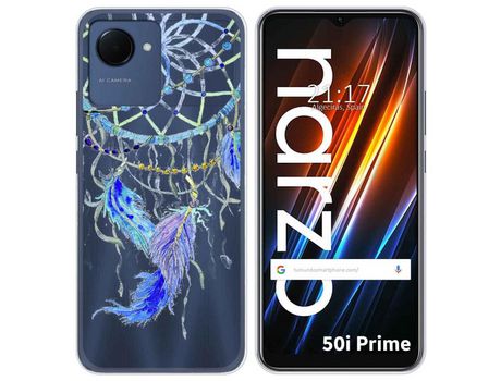 Funda Silicona Transparente para Realme Narzo 50i Prime diseño Plumas Dibujos