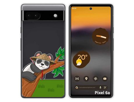 Funda Silicona Transparente para Google Pixel 6A diseño Panda Dibujos