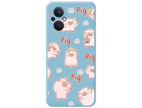 Funda Silicona Líquida Azul para Oppo Reno 8 Lite 5G diseño Cerdos Dibujos