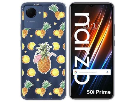 Funda Silicona Transparente para Realme Narzo 50i Prime diseño Piña Dibujos