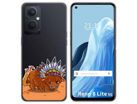 Funda Silicona Transparente para Oppo Reno 8 Lite 5G diseño Bufalo Dibujos