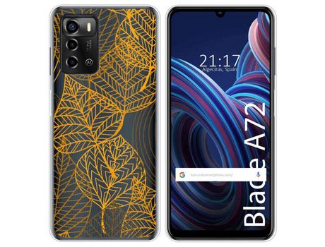 Funda Silicona Transparente para ZTE Blade A72 diseño Hojas Dibujos