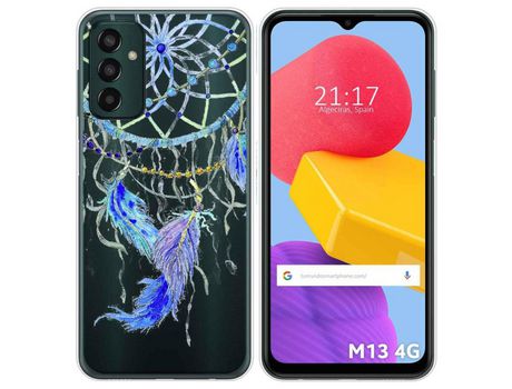 Funda Silicona Transparente para Samsung Galaxy M13 4G diseño Plumas Dibujos