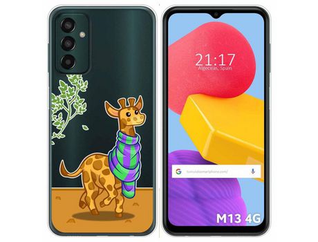Funda Silicona Transparente para Samsung Galaxy M13 4G diseño Jirafa Dibujos