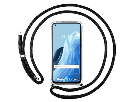 Funda Colgante Transparente para Oppo Reno 8 Lite 5G con Cordon Negro