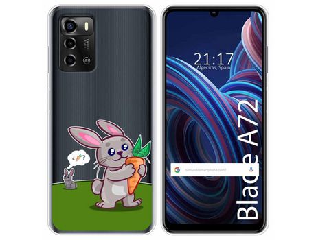 Funda Silicona Transparente para ZTE Blade A72 diseño Conejo Dibujos