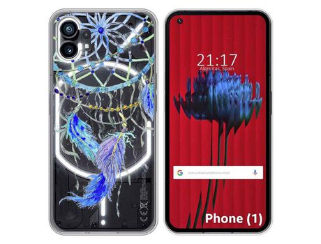 Funda Silicona Transparente para Nothing Phone 1 diseño Plumas Dibujos