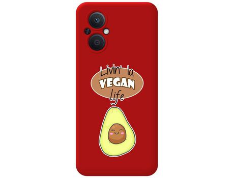 Funda Silicona Líquida Roja para Oppo Reno 8 Lite 5G diseño Vegan Life Dibujos