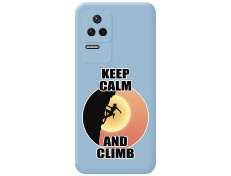 Funda Silicona Líquida Azul para Xiaomi Poco F4 5G diseño Mujer Escalada Dibujos