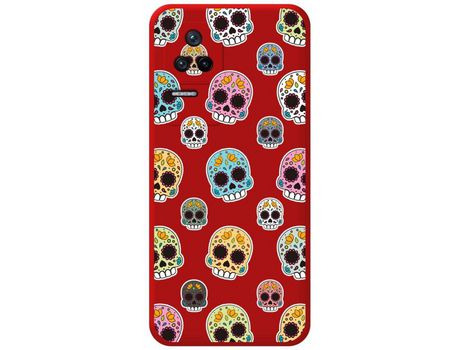 Funda Silicona Líquida Roja para Xiaomi Poco F4 5G diseño Catrina Dibujos