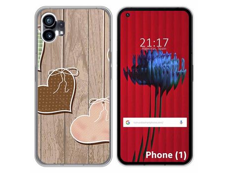 Funda Silicona para Nothing Phone 1 diseño Corazones Madera Dibujos