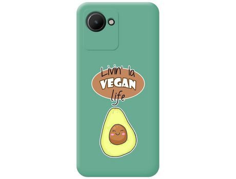 Funda Silicona Líquida Verde para Realme Narzo 50i Prime diseño Vegan Life Dibujos