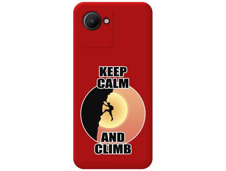 Funda Silicona Líquida Roja para Realme Narzo 50i Prime diseño Hombre Escalada Dibujos