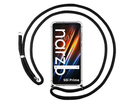 Funda Colgante Transparente para Realme Narzo 50i Prime con Cordon Negro